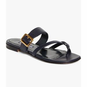 New Manolo Blahnik Thalusa Sandals with Gold Accent Size 40 US 10